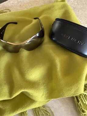 Givenchy Shield Sunglasses with Gold Accent and Black Case